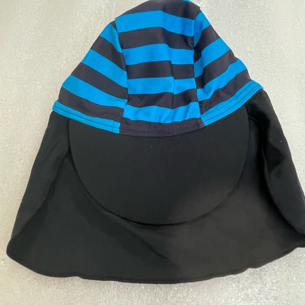 Striped Blue and Black Kids Sun Hat